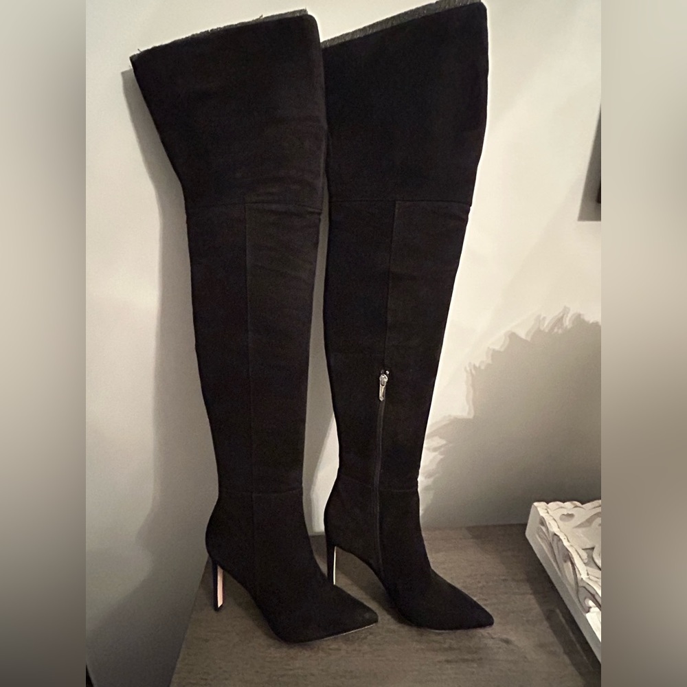 Sam Edelman over the knee black suede boots, size 7